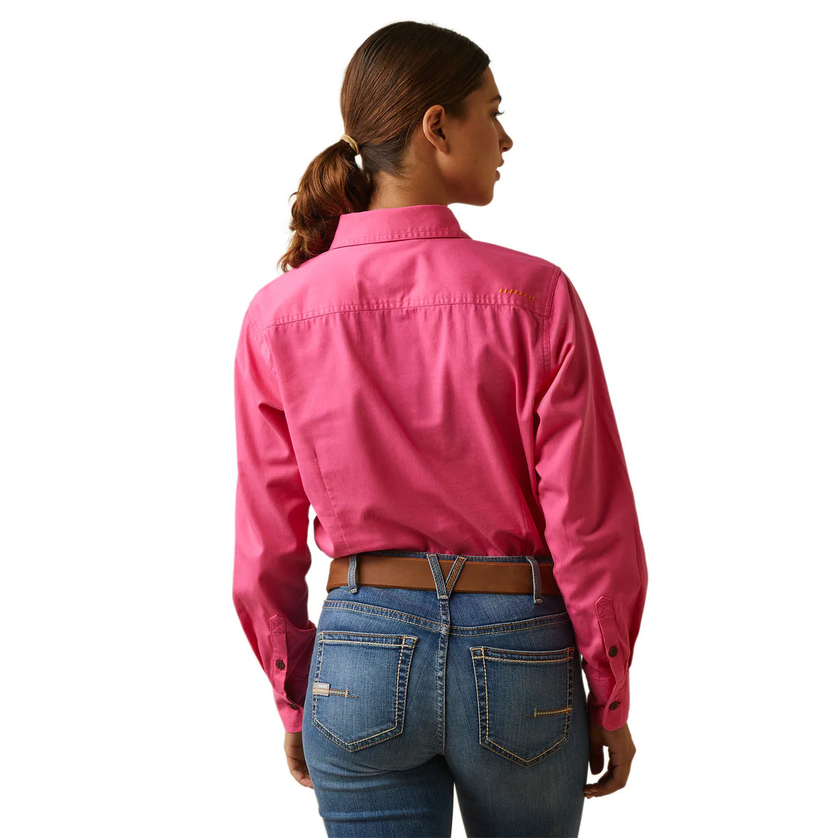 Ariat Ladies Rebar Half Button LS Workshirt Pink