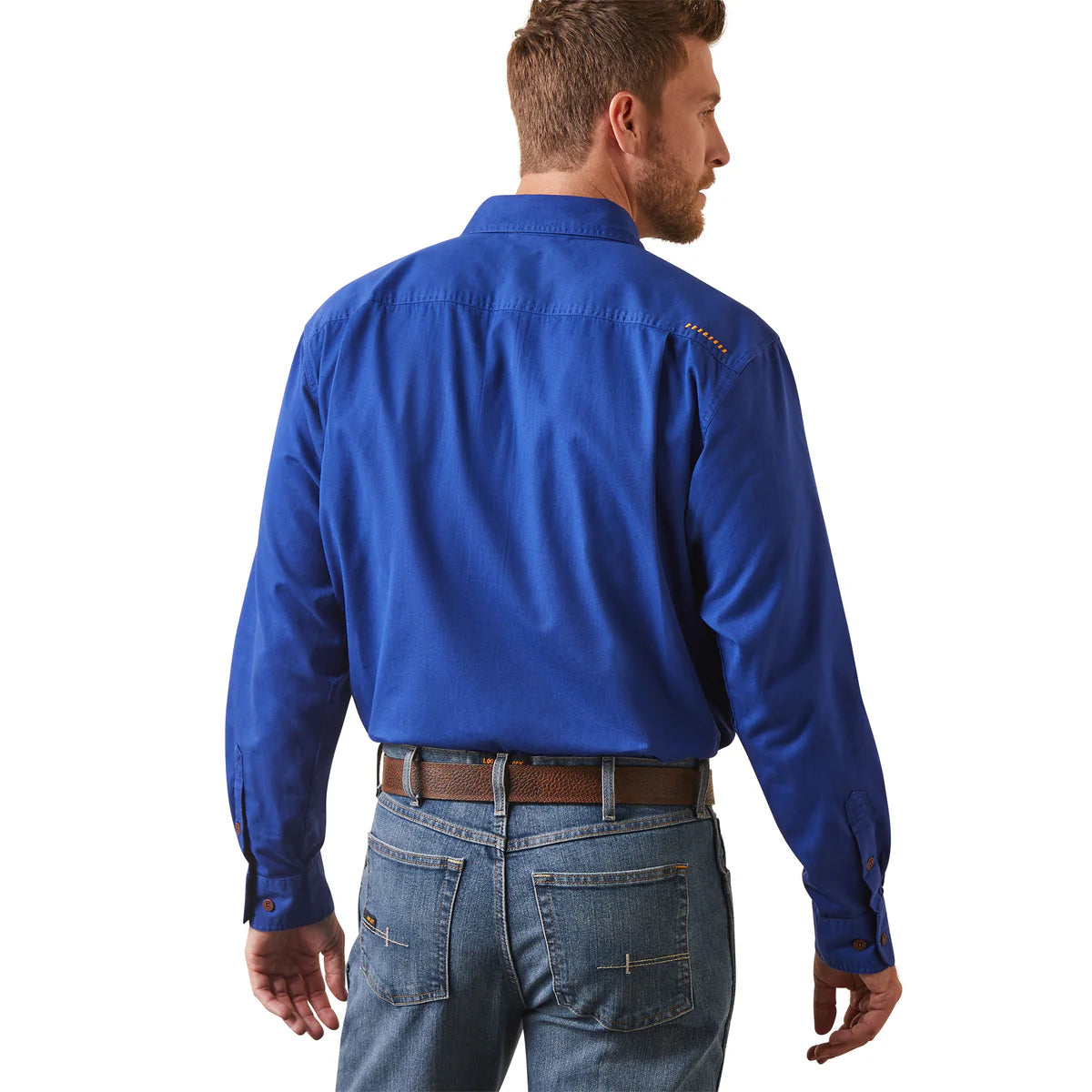 Ariat Mens Rebar Half Button LS Workshirt Cobalt
