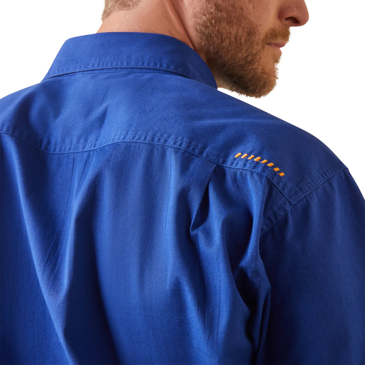 Ariat Mens Rebar Half Button LS Workshirt Cobalt