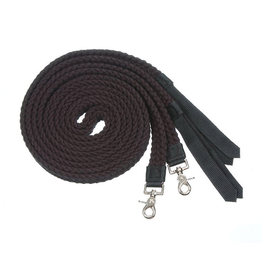 Tough 1 Flat Cotton Split Reins Black