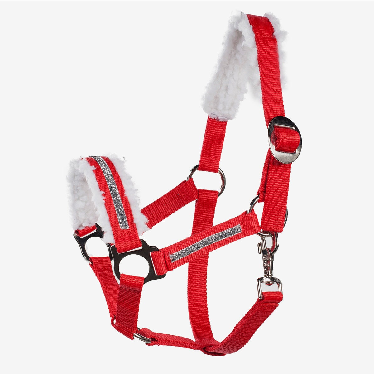 Horze Christmas Halter Red with Silver Trim Faded