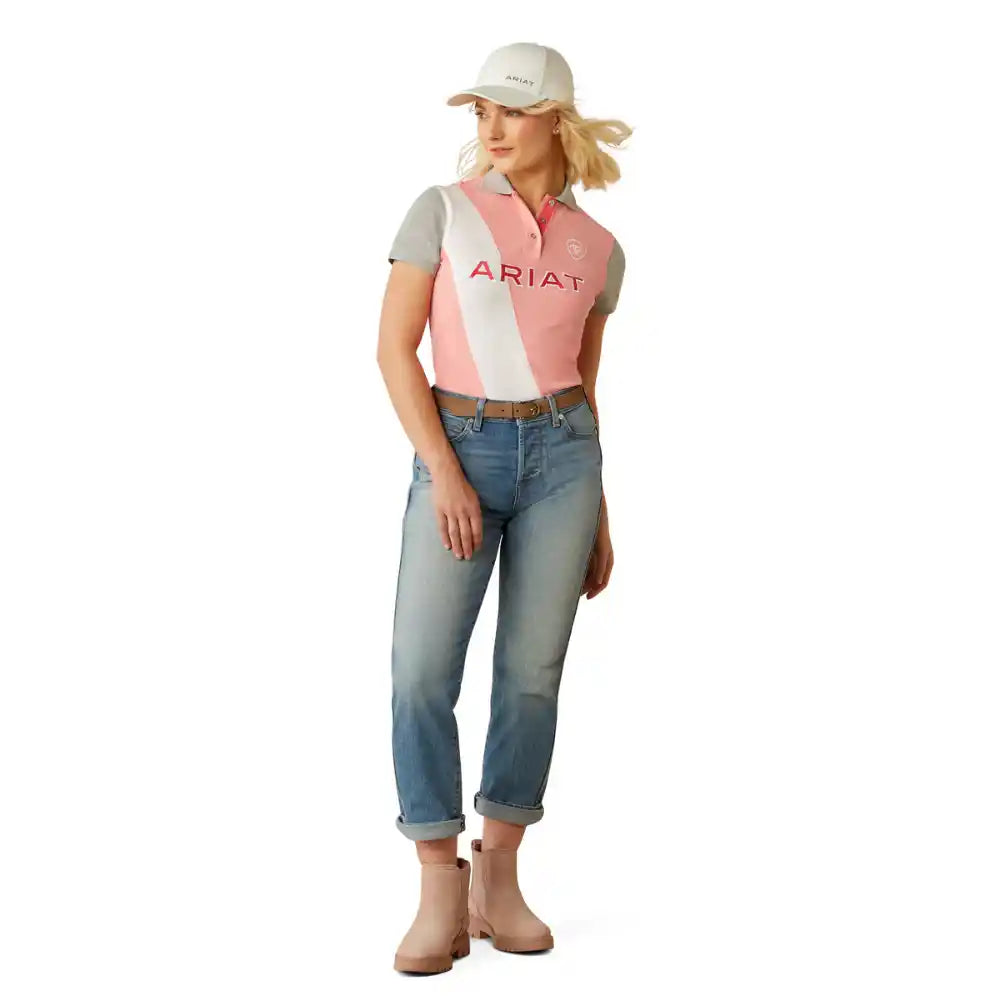 Ariat Ladies Taryn Polo Flamingo Pink & Coral