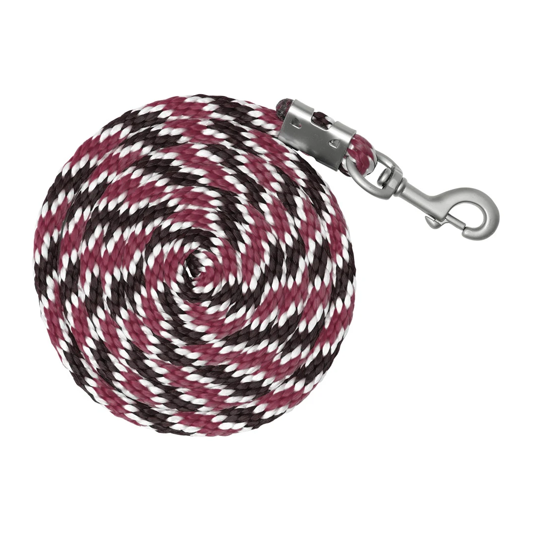 Braided Nylon Lead Burgandy White & Black