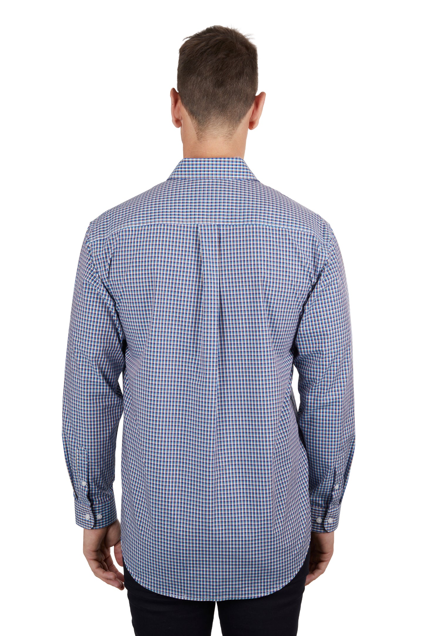 Hard Slog Mens Bobbie 1/2 LS Placket Shirt Navy & Tan
