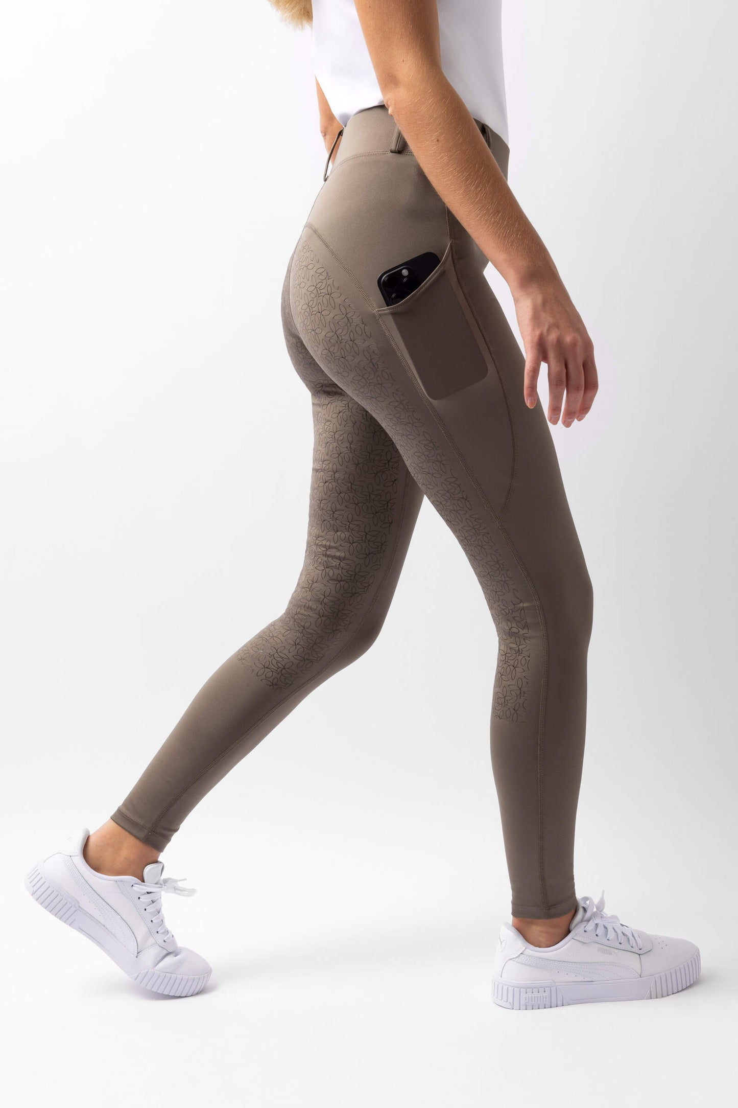 Horze Dea Full Grip Ladies Riding Tights Morel Brown