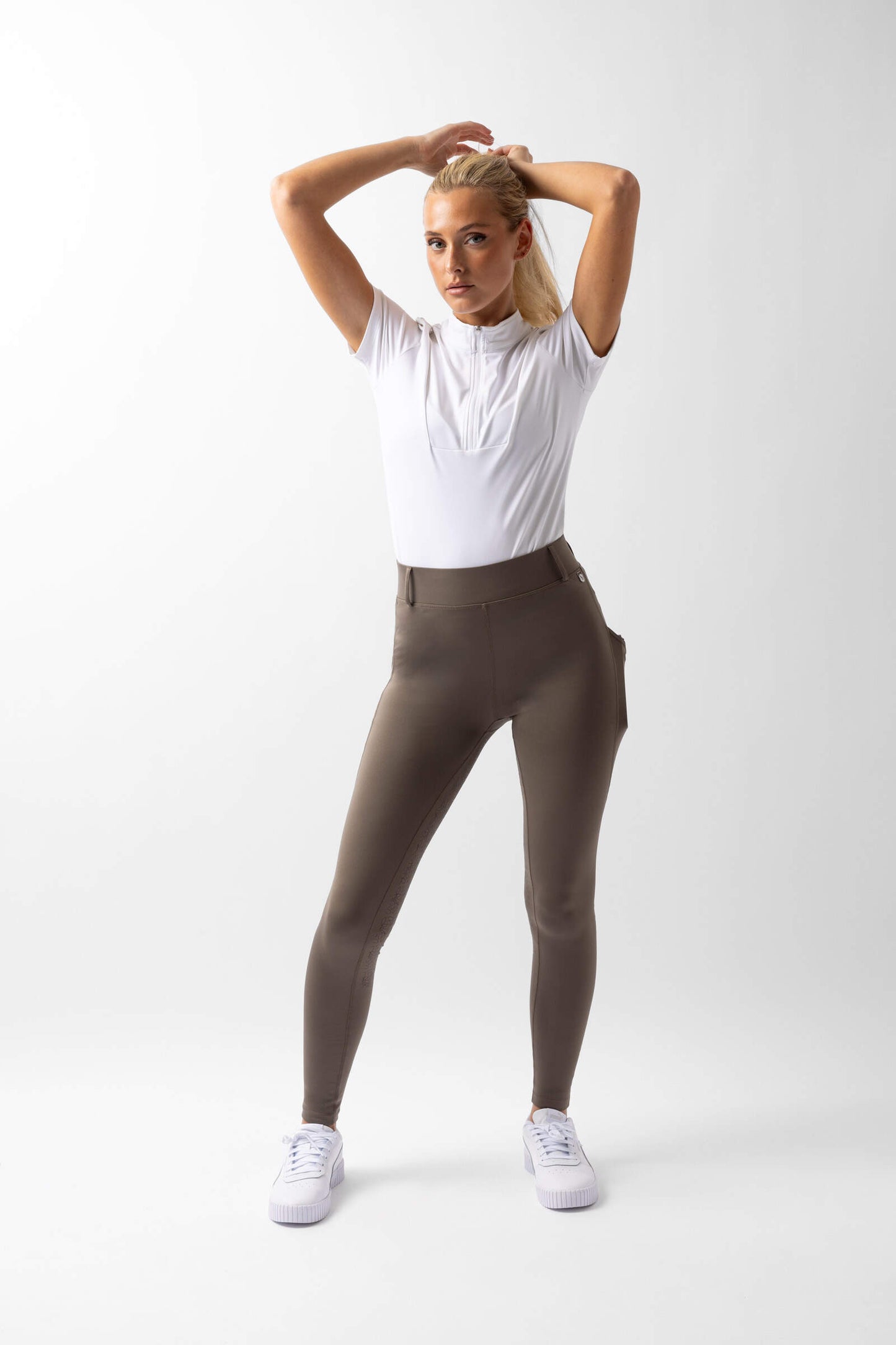 Horze Dea Full Grip Ladies Riding Tights Morel Brown