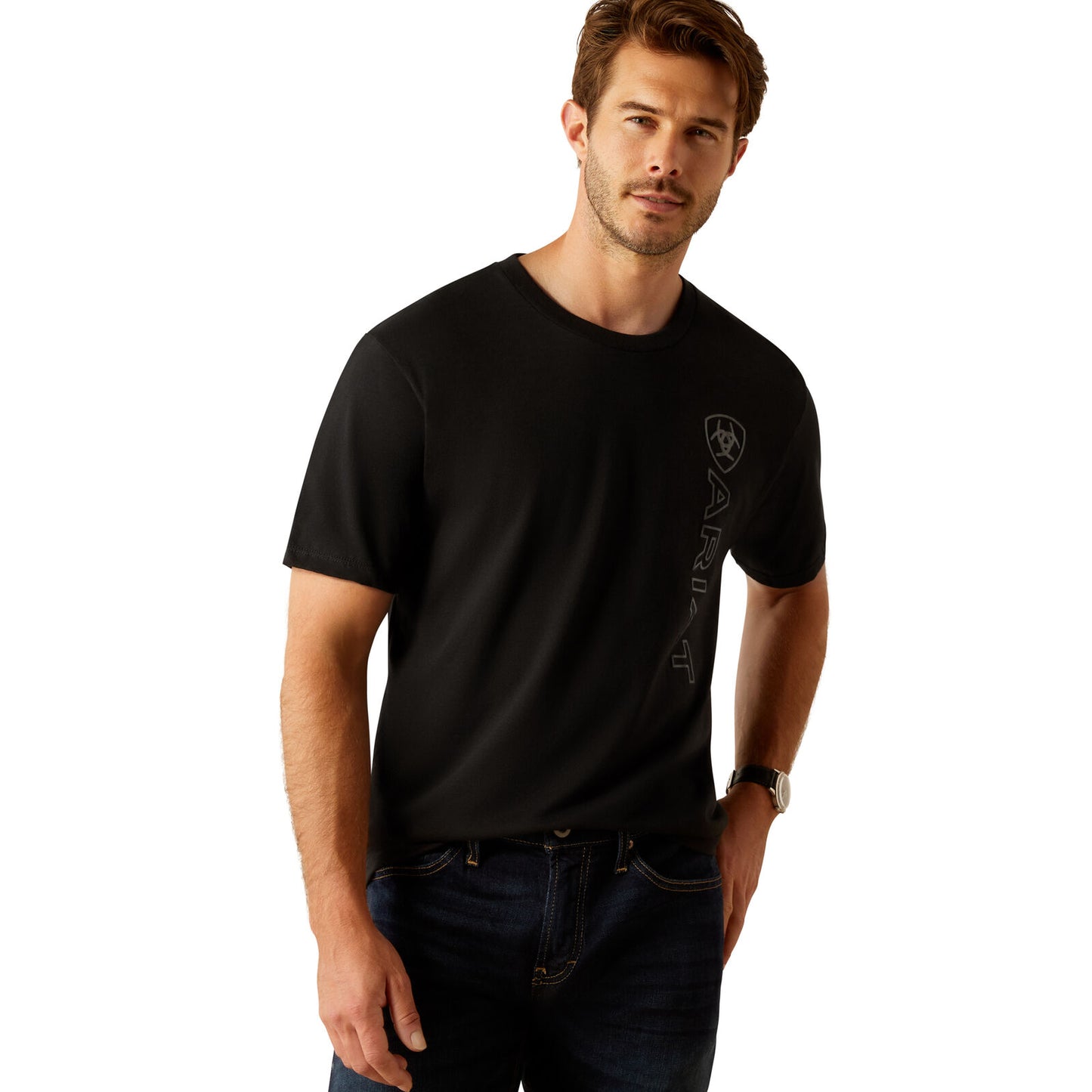 Ariat Mens Vertical Logo SS Tee Black