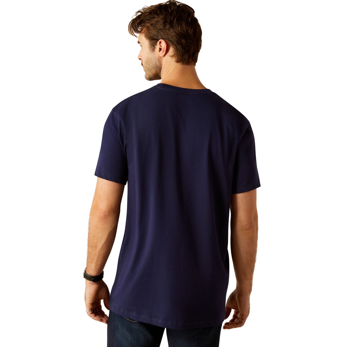 Ariat Mens Vertical Logo SS Tee Classic Blue & White