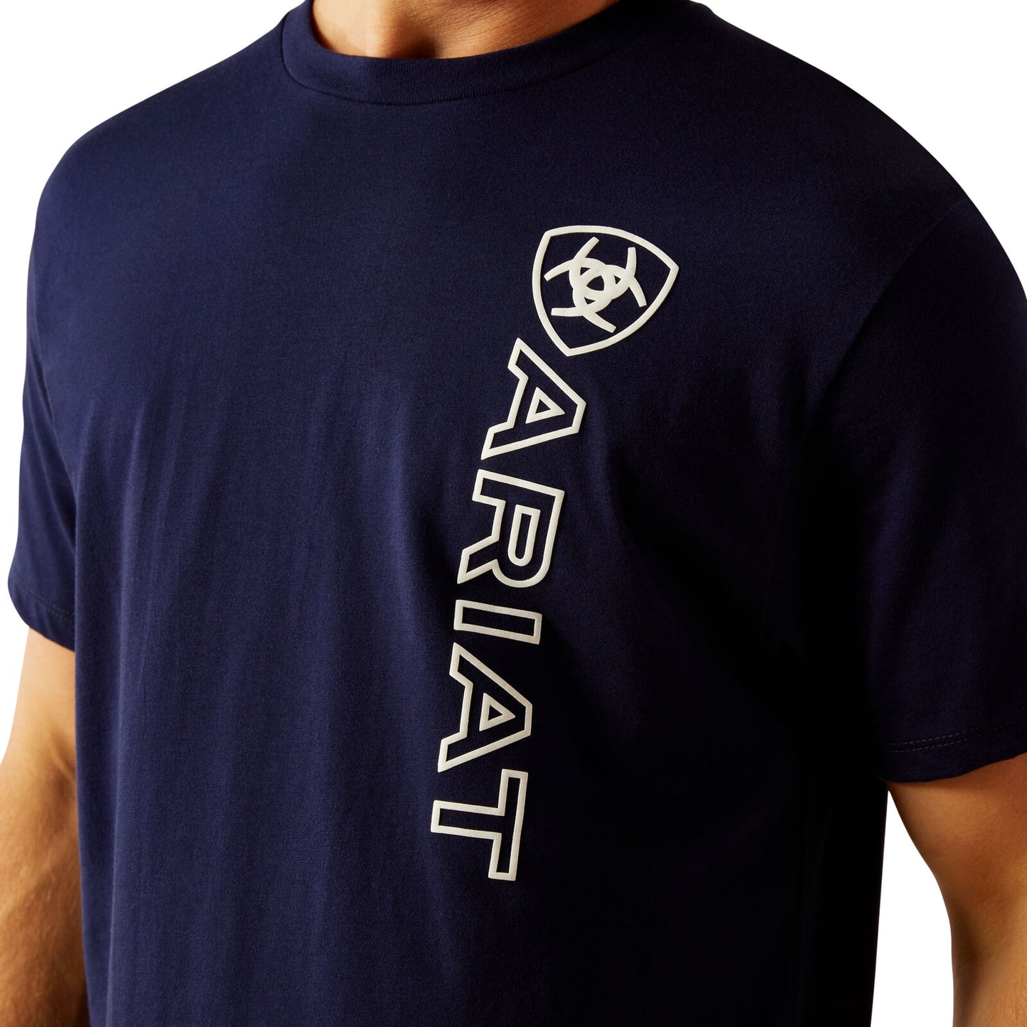 Ariat Mens Vertical Logo SS Tee Classic Blue & White