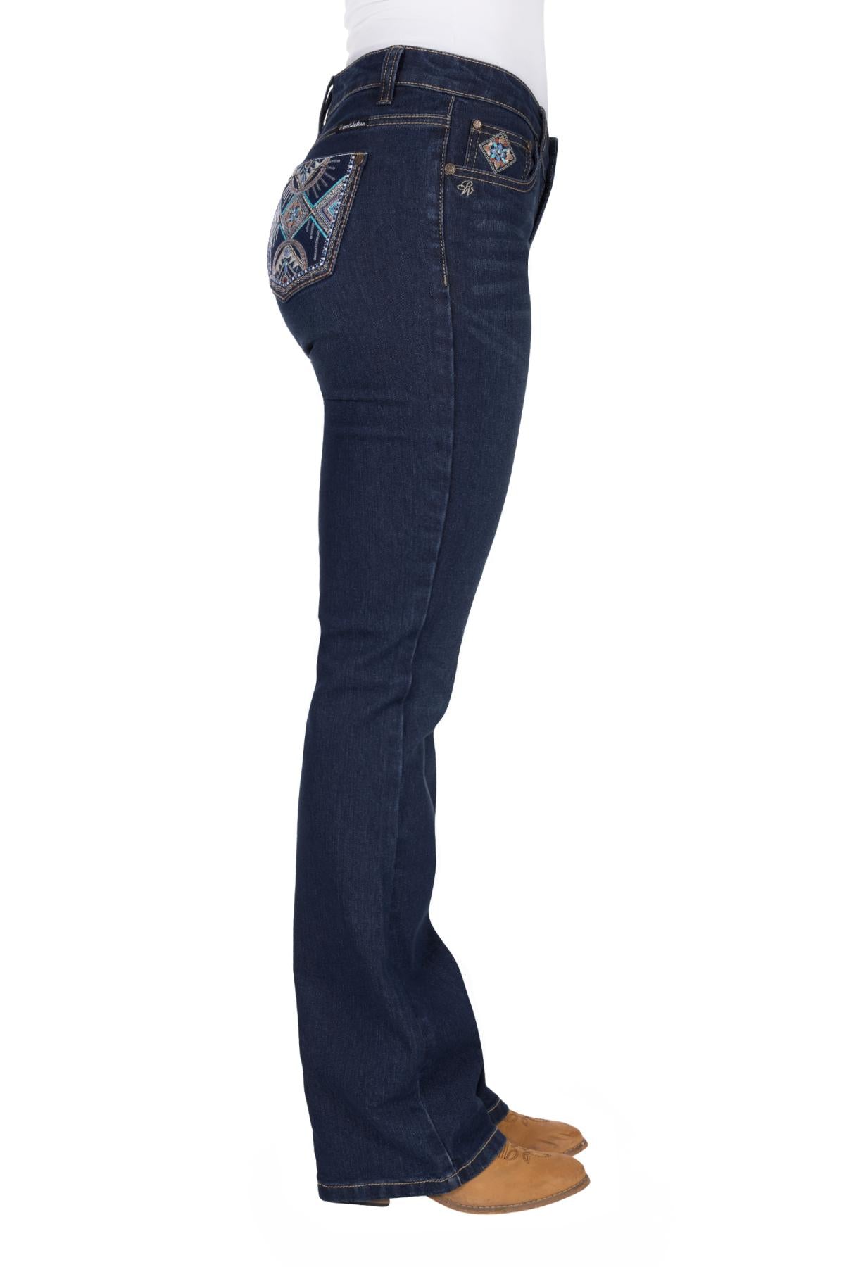 Pure Western Ana Boot Cut Ladies Jeans Evening Sky