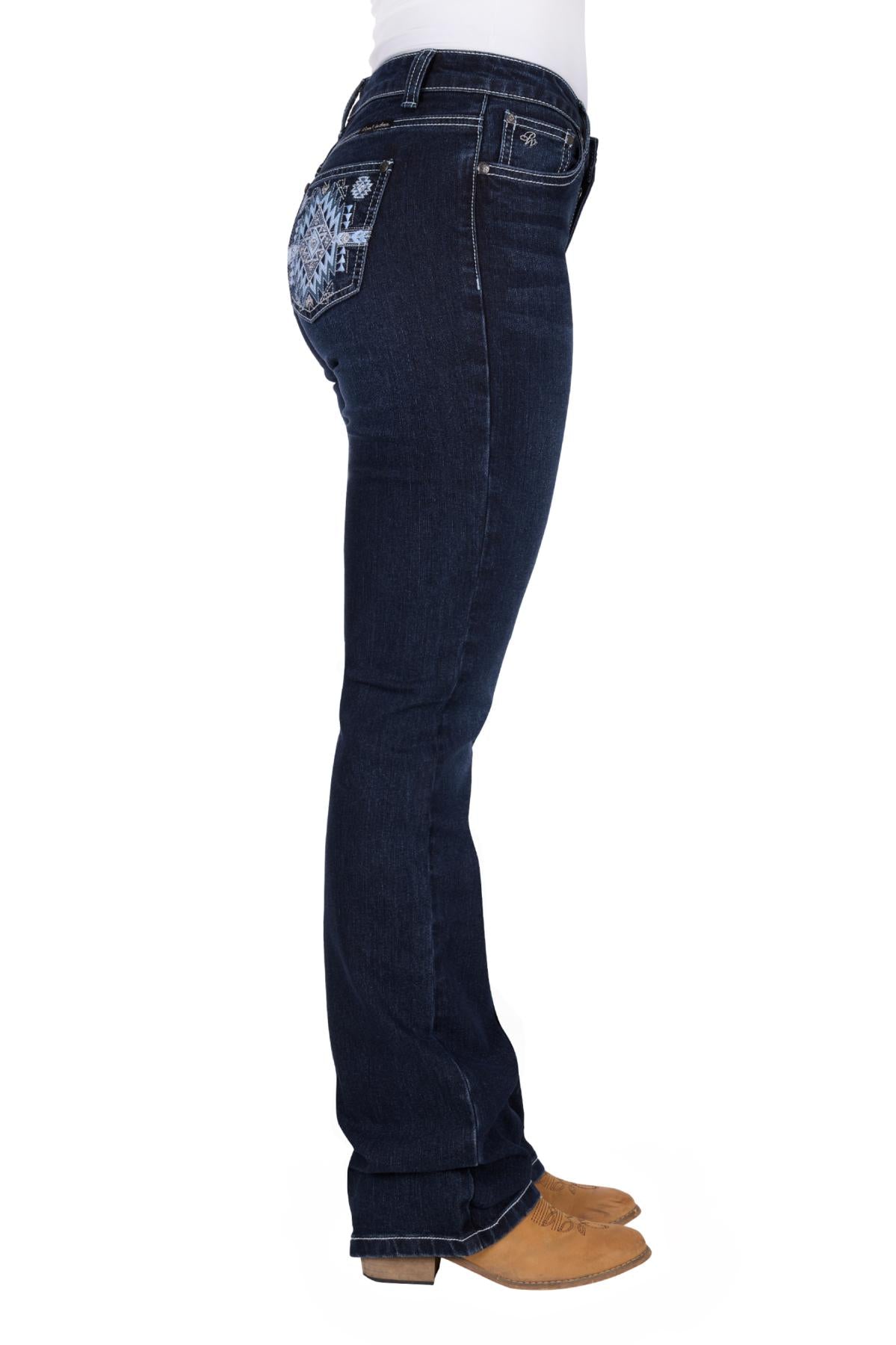 Pure Western Lyn Relaxed Rider Ladies Jeans Midnight