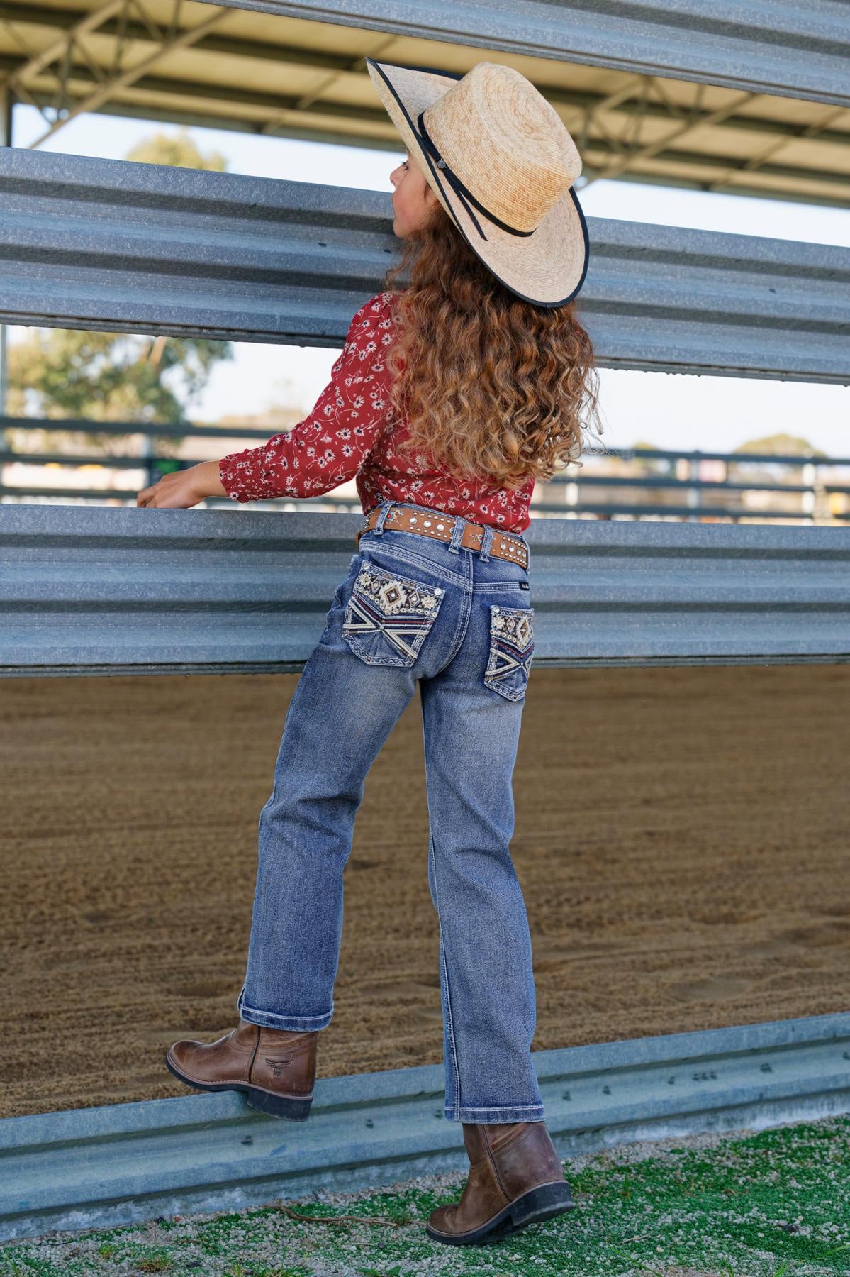 Pure Western Rue Straight Leg Girls Jeans Moonshine