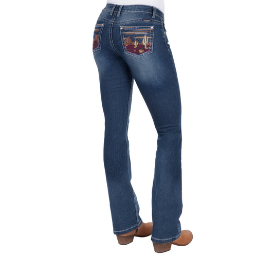 Pure Western Ladies Madeleine Bootcut Jean True Blue
