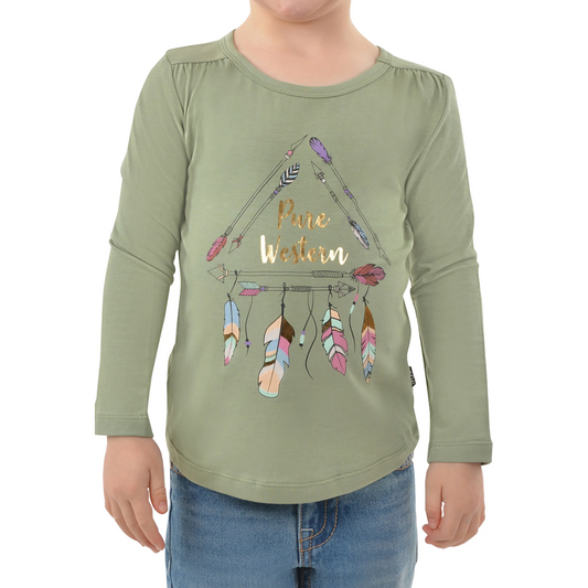 Pure Western Spike LS Girls Tee Moss