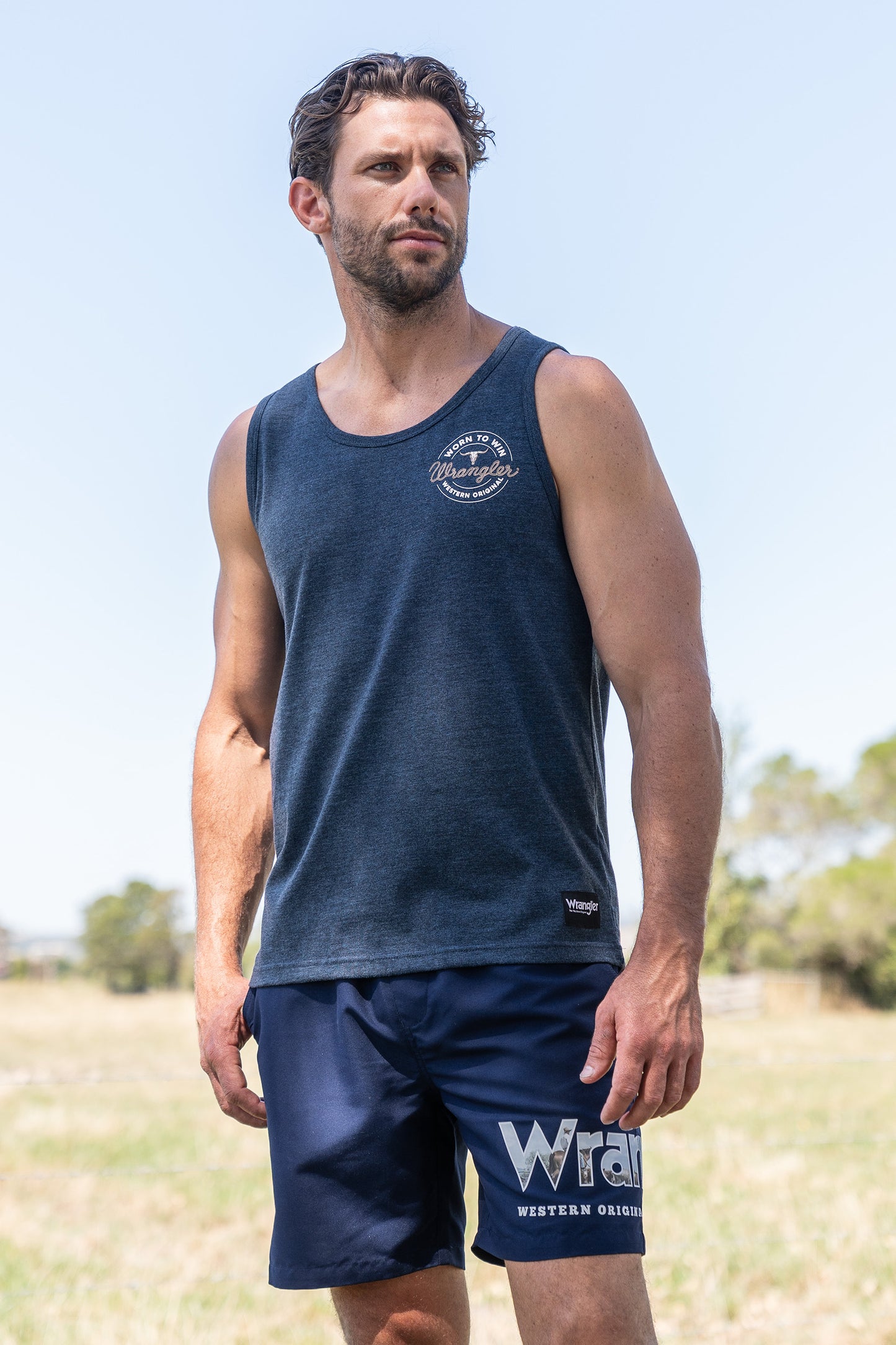 Wrangler Mens Zane Singlet Navy Marle