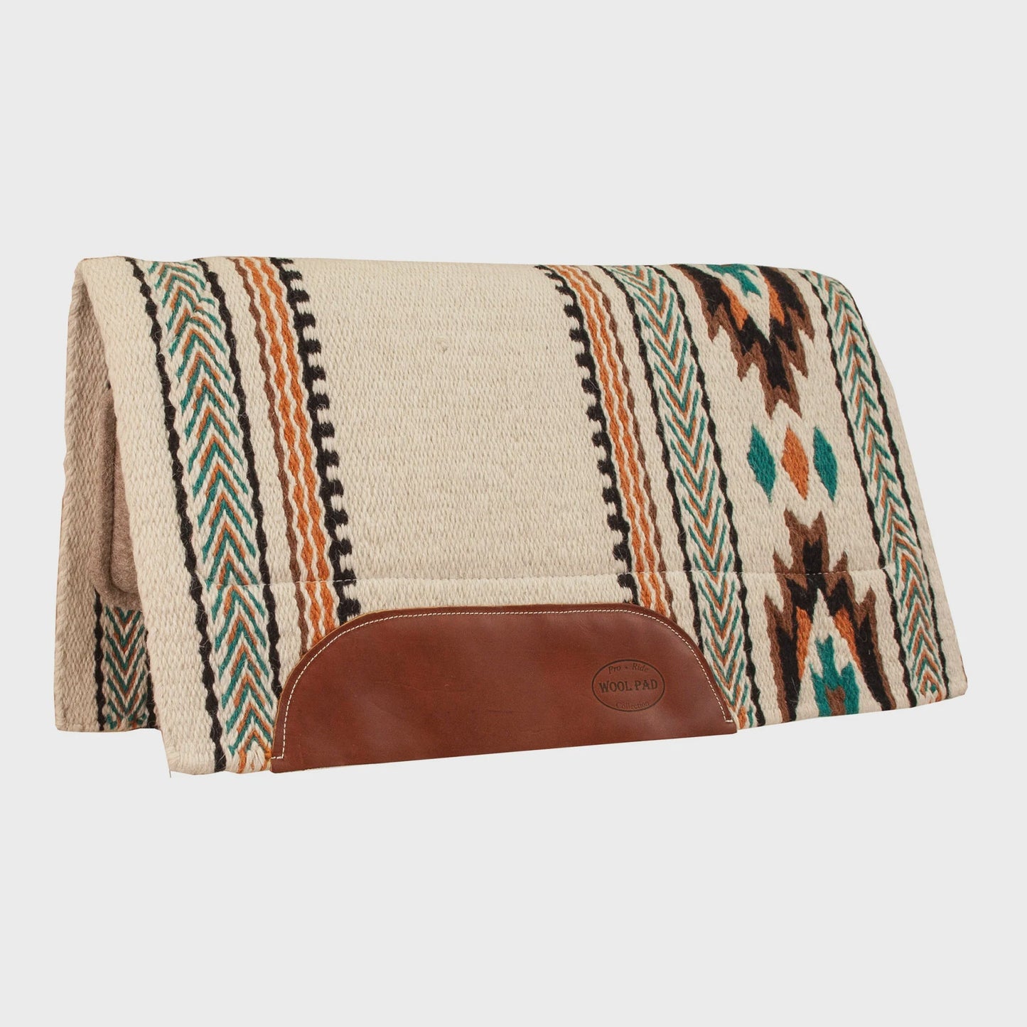 Ezy Ride Temecula Pad Wool Felt 36" x 34" Cream/Turquoise - Aitken's Saddlery