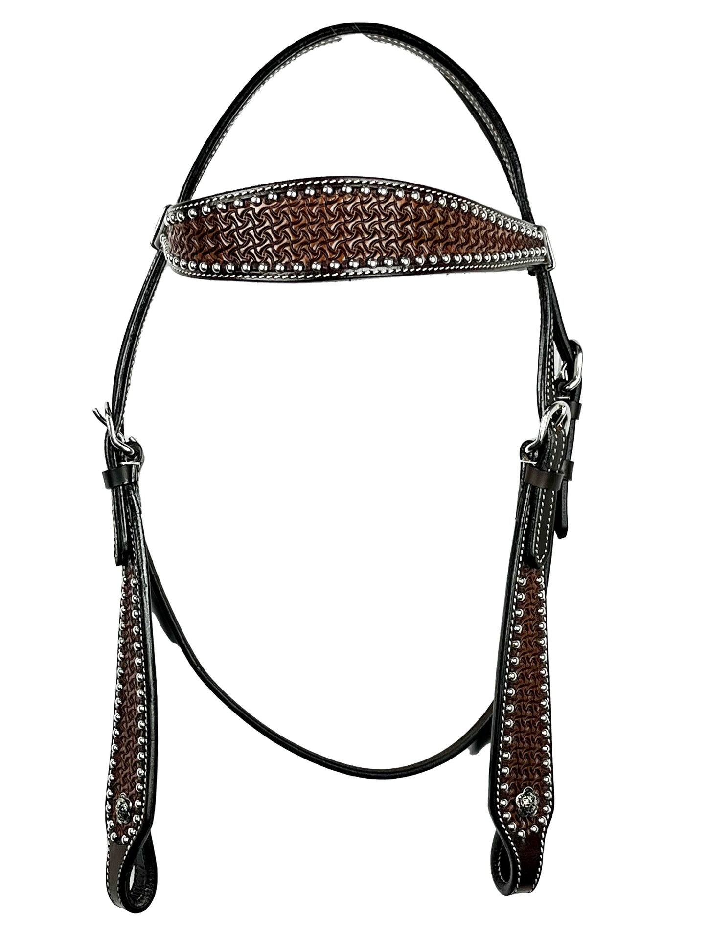 Ezy Ride Bridle Shaped Brow with Dots and Stamping Dark Brown