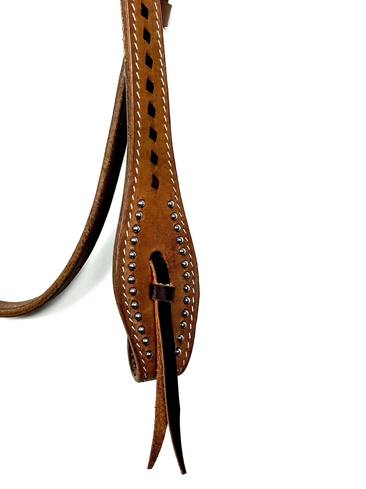 Ezy Ride Bridle Shaped Brown with Lace and Dots Harness Leather