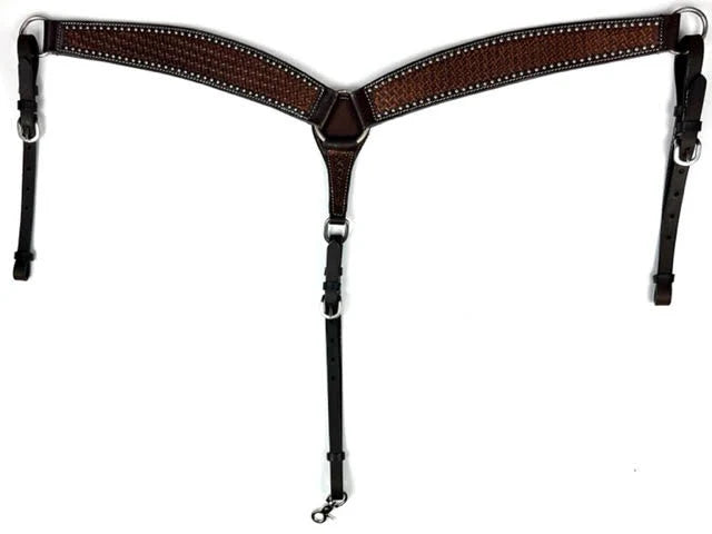 Ezy Ride Breastplate Shaped with Dots and Stamping Dark Brown