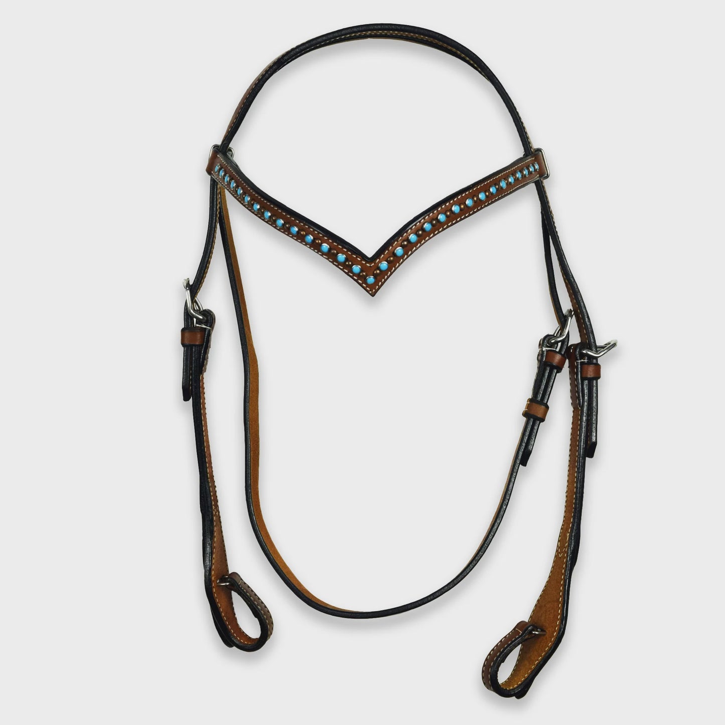 Ezy Ride V Bridle Turquoise & Chestnut