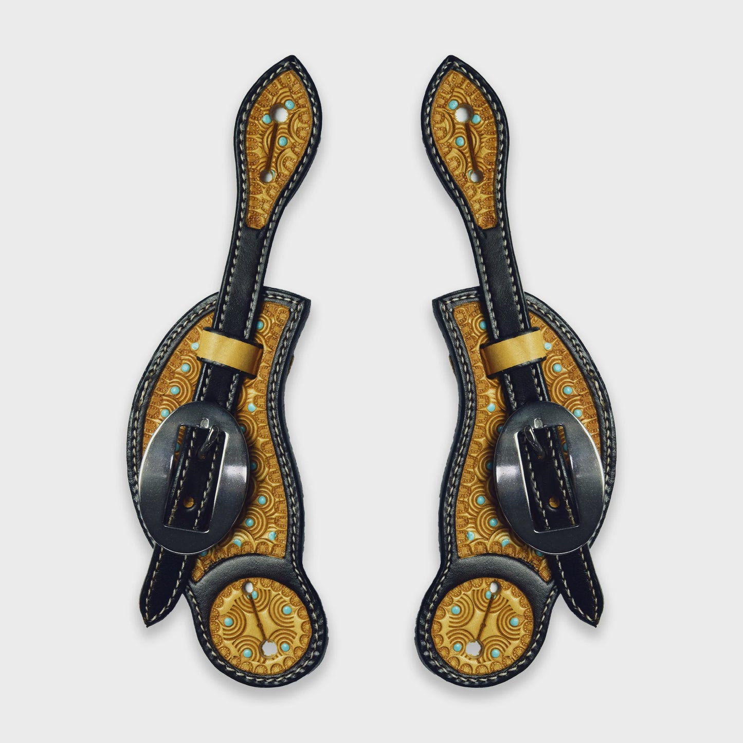 Ezy Ride Spur strap Cowboy Shaped Turquoise Dots