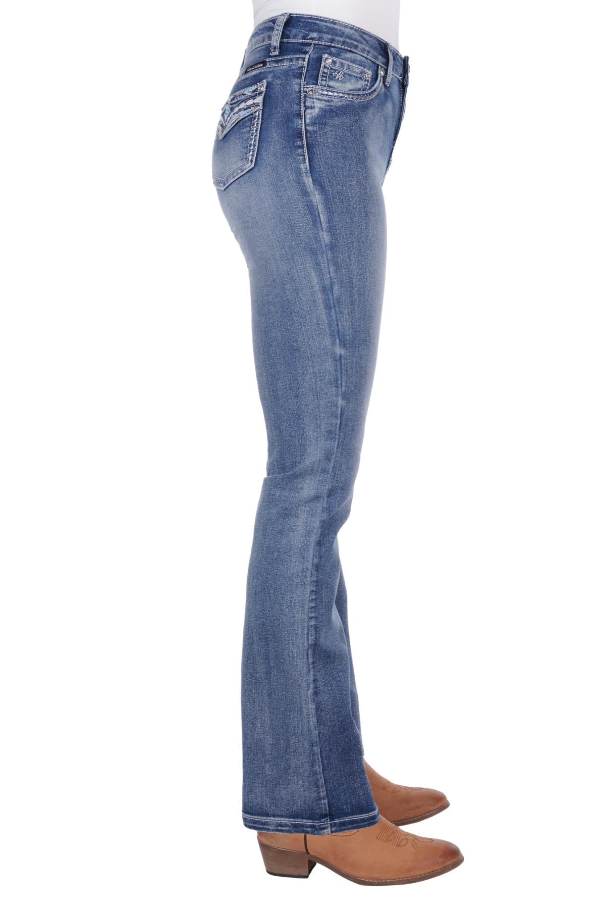 Pure Western Jemma Ladies Hi Waist Bootcut Jeans Moonshine - Aitken's Saddlery