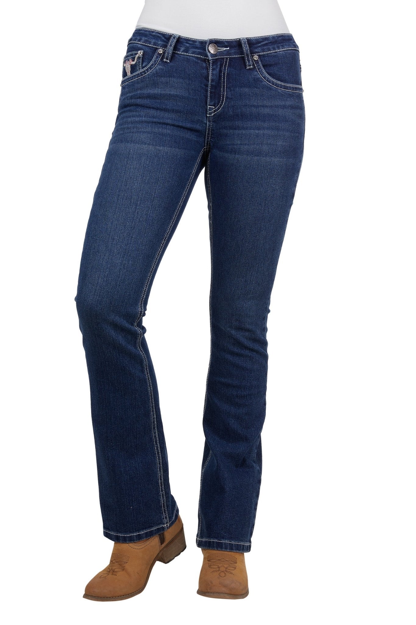 Pure Western Ladies Ava Boot Cut Jean Indigo - Aitken's Saddlery