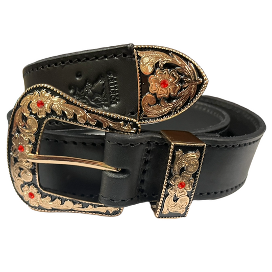 Porter Glam 1.5 Red & Black Buckle Belt Black