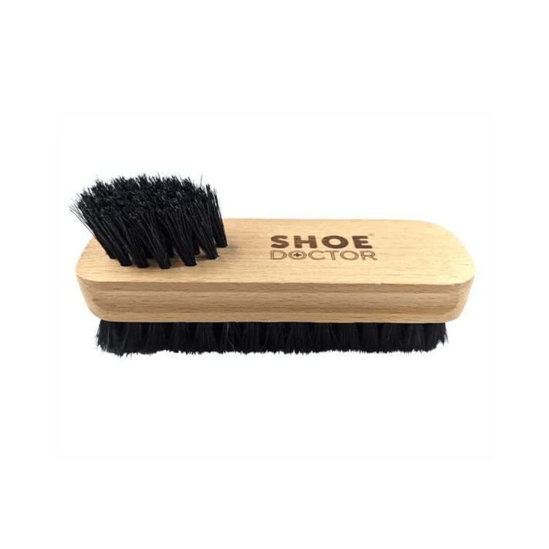 Shoe Doctor Shoe Brush Twin Tuffted with Wooden Handle - Aitken's Saddlery