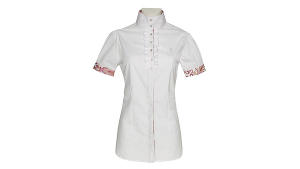 Schockemohle Elisabetta Show Shirt white with taupe trim