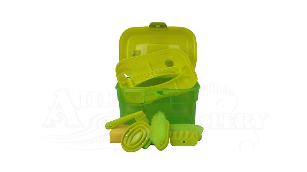 Colourful Seven Piece Grooming Box Lime Green