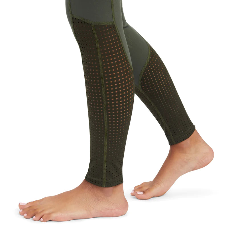 Ariat Youth EOS Full Seat Tights Beetle Forest Mist