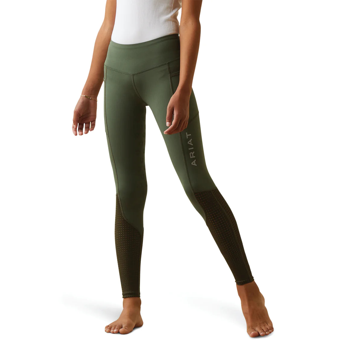 Ariat Youth EOS Full Seat Tights Beetle Forest Mist