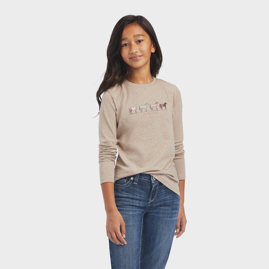 Ariat Youth Different Colour LS Tee Banyan Bark Heather