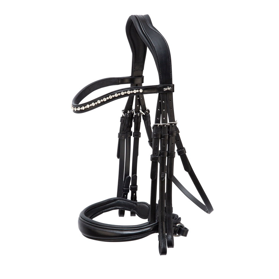 Schockemohle Milton Double Bridle Black with Silver