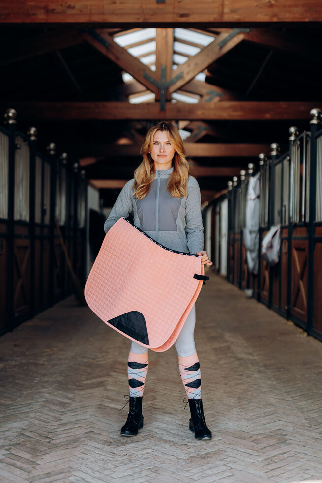 Horze Alana Checked Socks Peach Amber Pink & Black