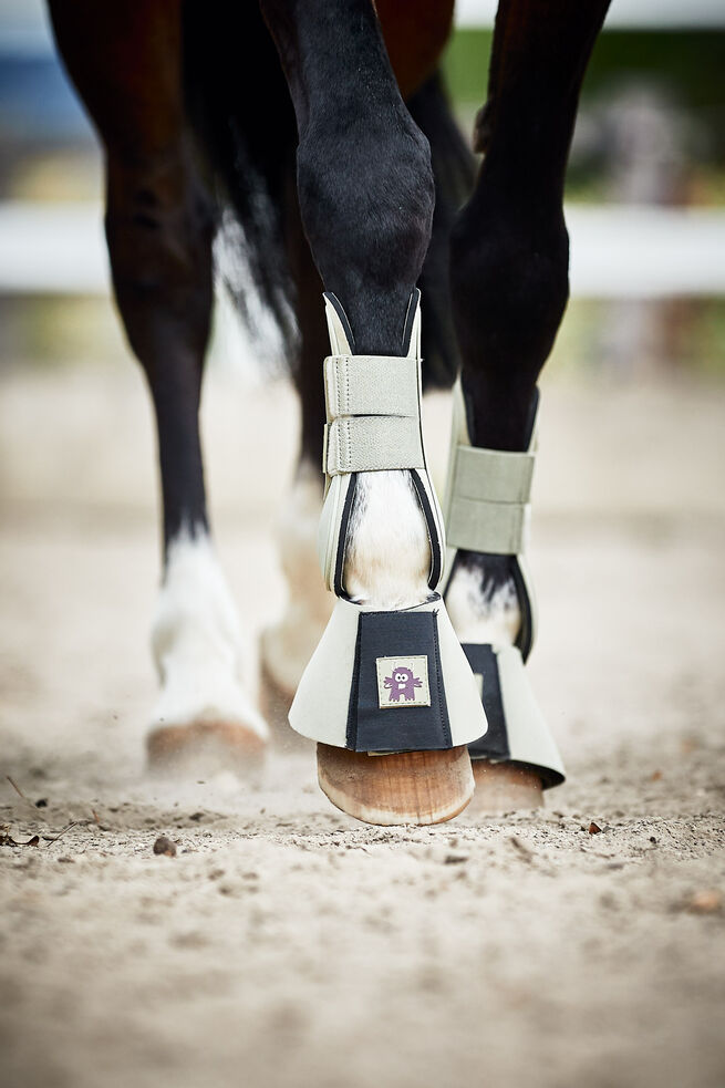 Horze Monster Pony Bell Boots Grey Green