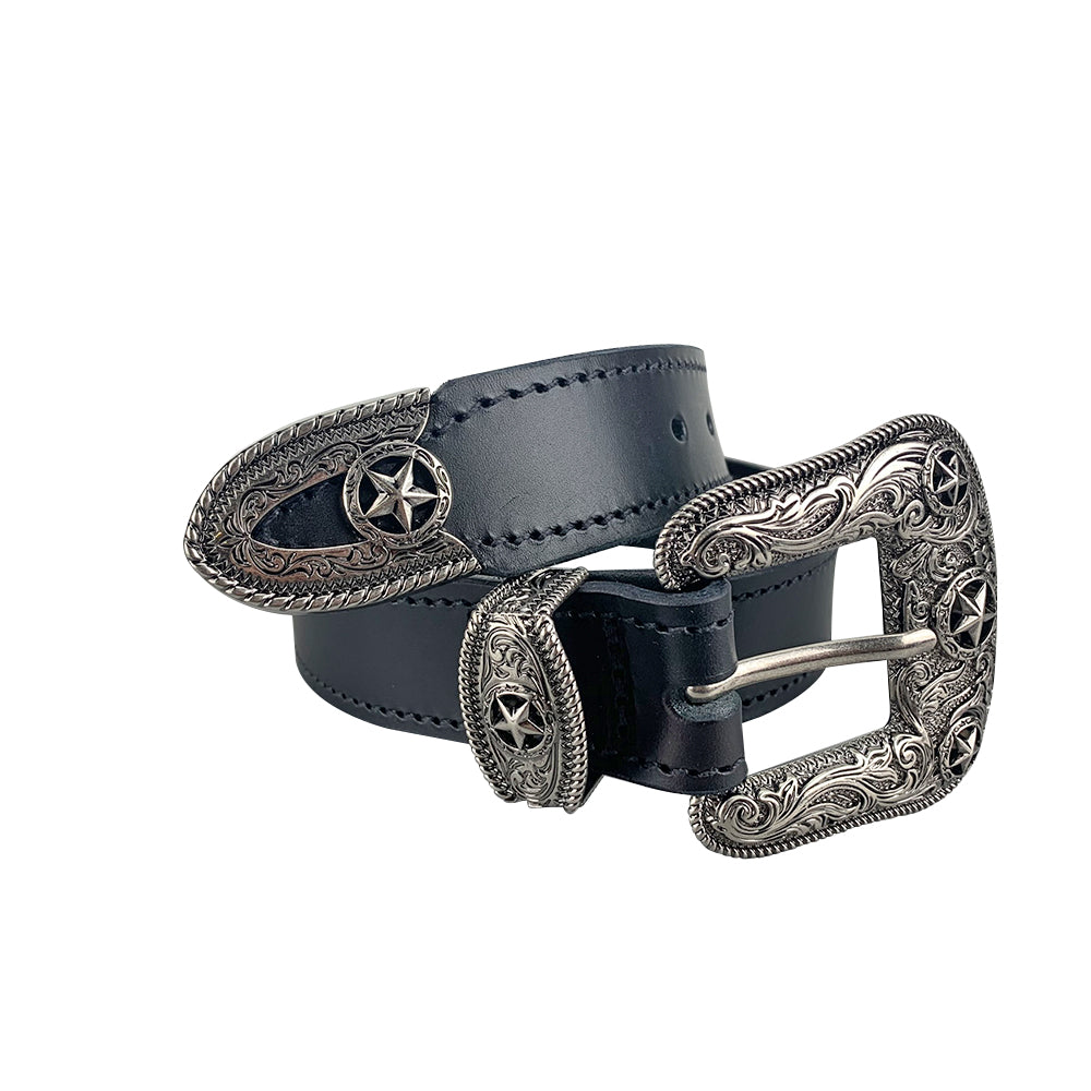 Porter Glam Western Belt Black Antique Nickle Buckle
