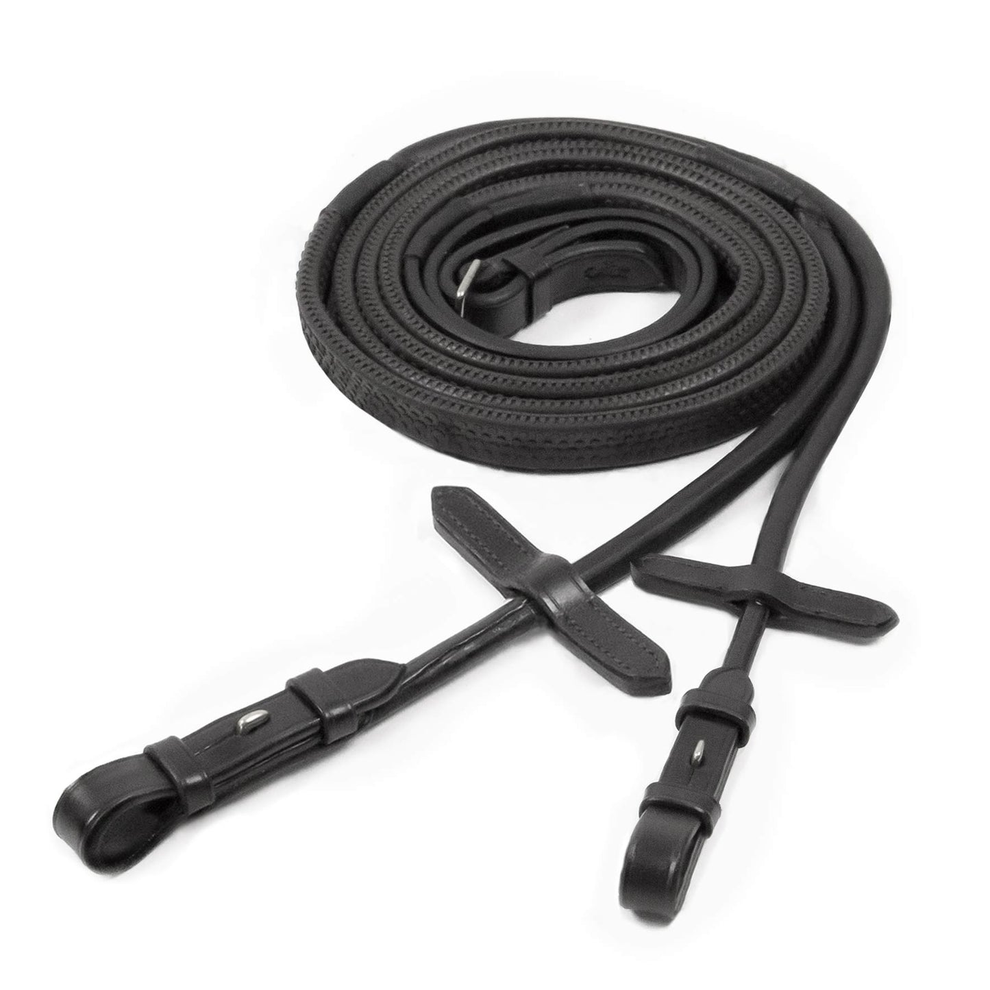Schockemohle Rubber Grip Rolled Reins Black & Silver