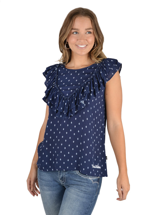 Pure Western Maddie Ladies Blouse Navy