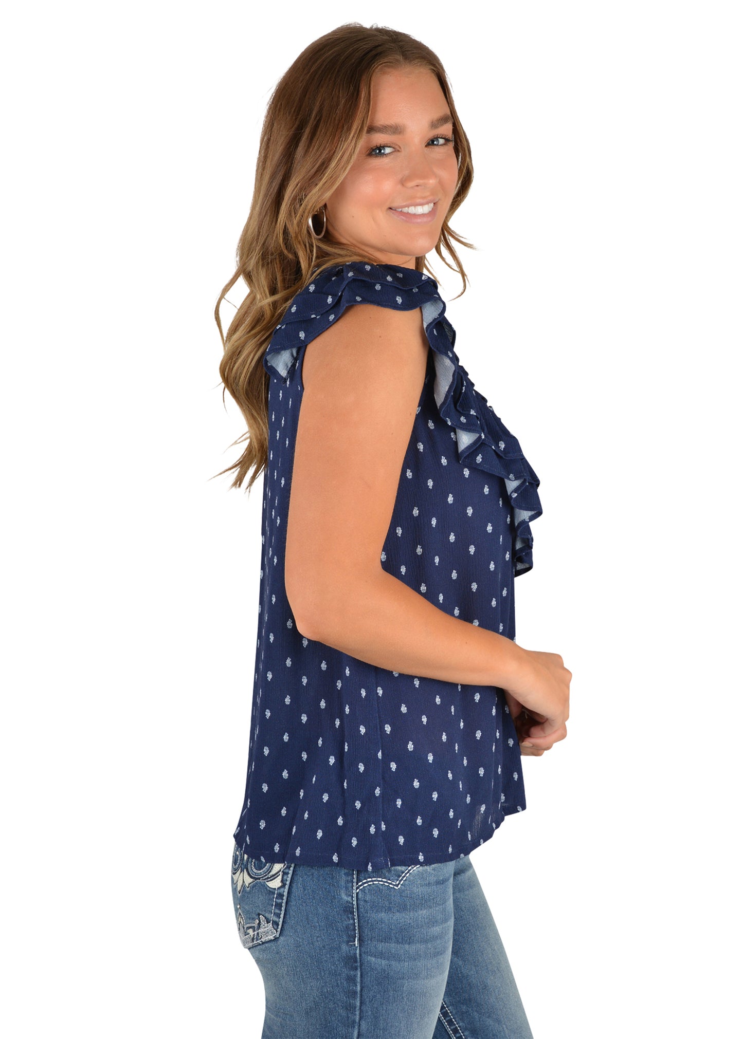 Pure Western Maddie Ladies Blouse Navy