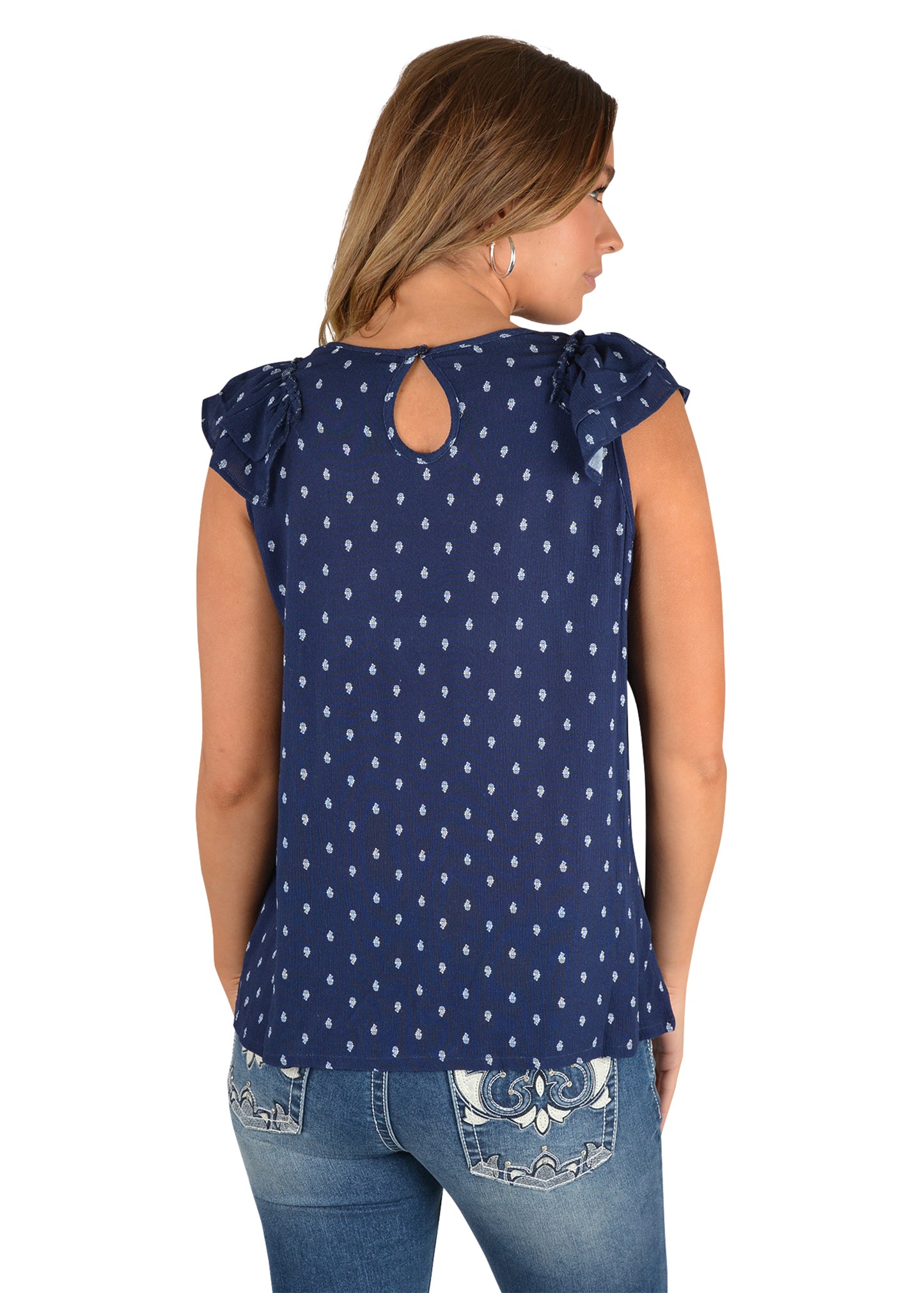 Pure Western Maddie Ladies Blouse Navy