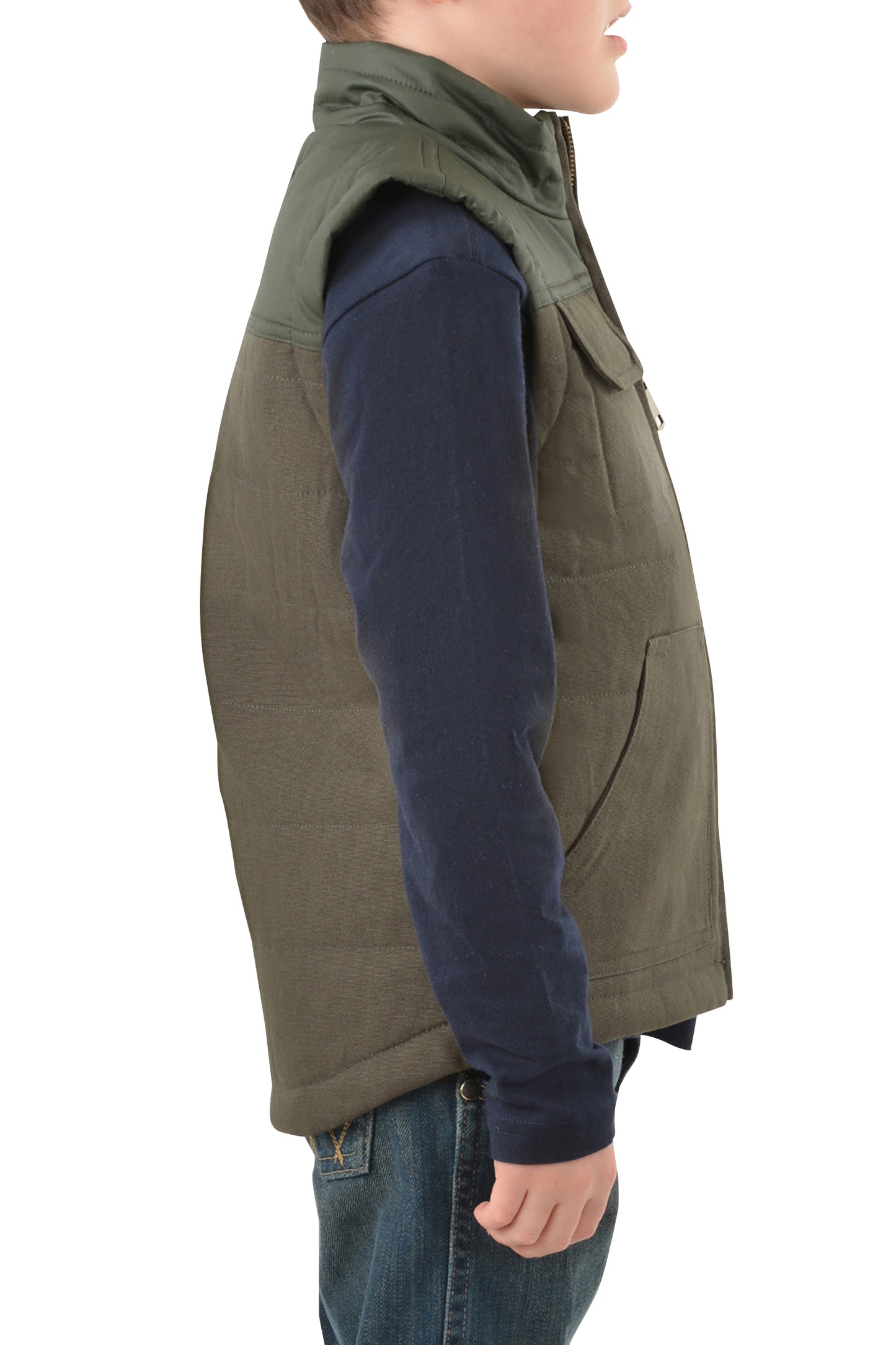 Pure Western Cameron Boys Vest Khaki