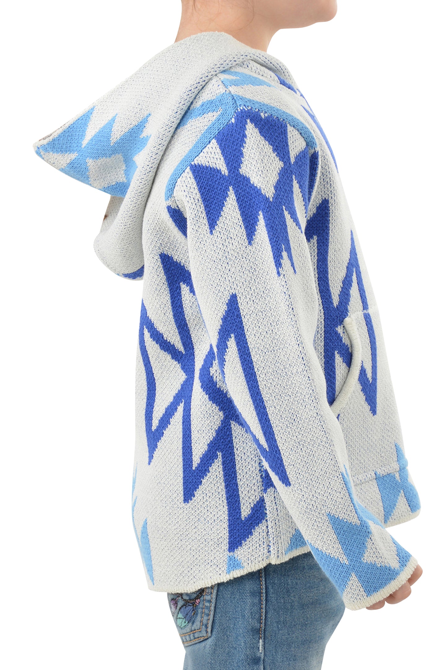 Pure Western Khloe Knitted Girls Pullover Cream & Blue