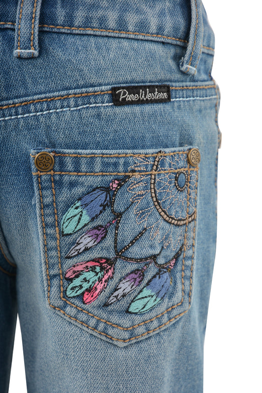 Pure Western Sunny Boot Cut Girls Jeans Faded Blue