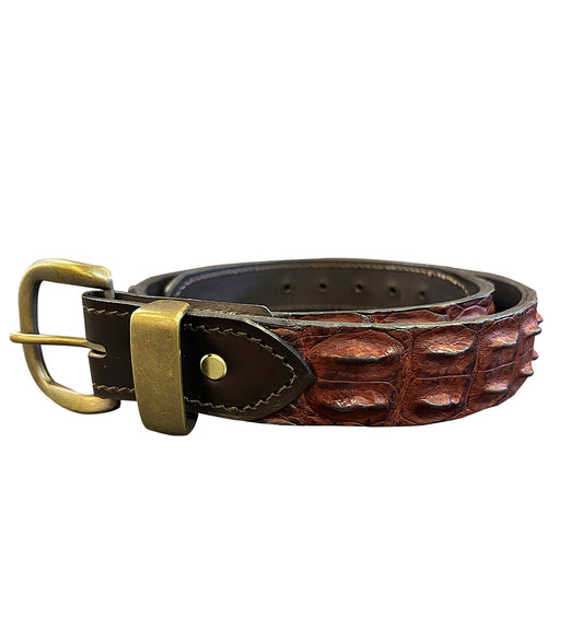 Porter Crocodile Belt  Brown & Brass