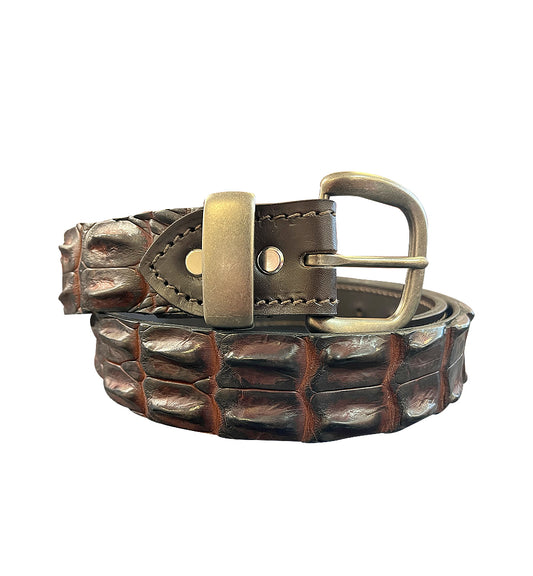 Porter Crocodile Belt Brown & Antique Nickle