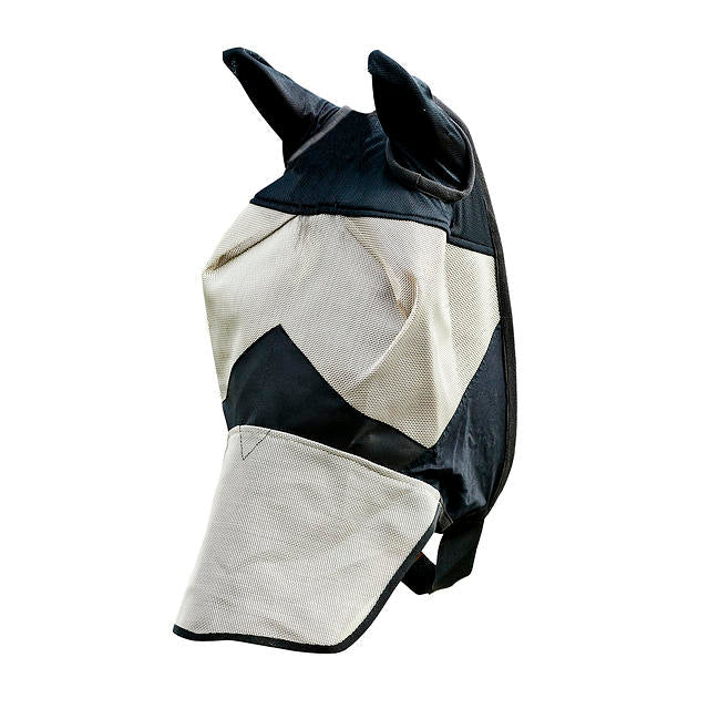 Horze Long Nose Fly Mask Hood Light Brown & Black - Aitken's Saddlery