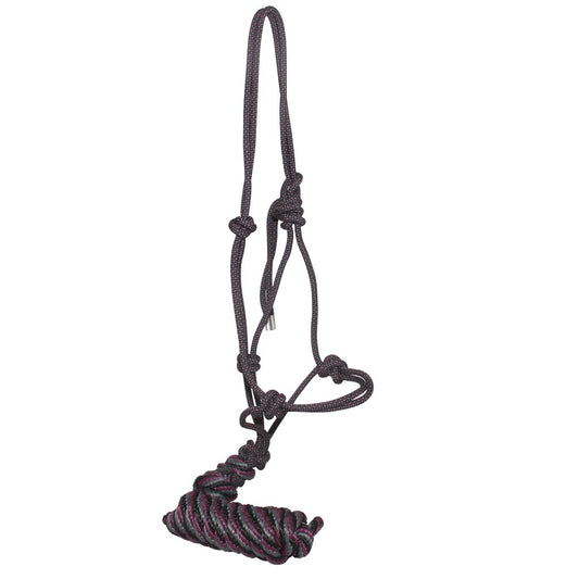 Pro Choice Rope Halter & Lead Black Grey & Burgandy