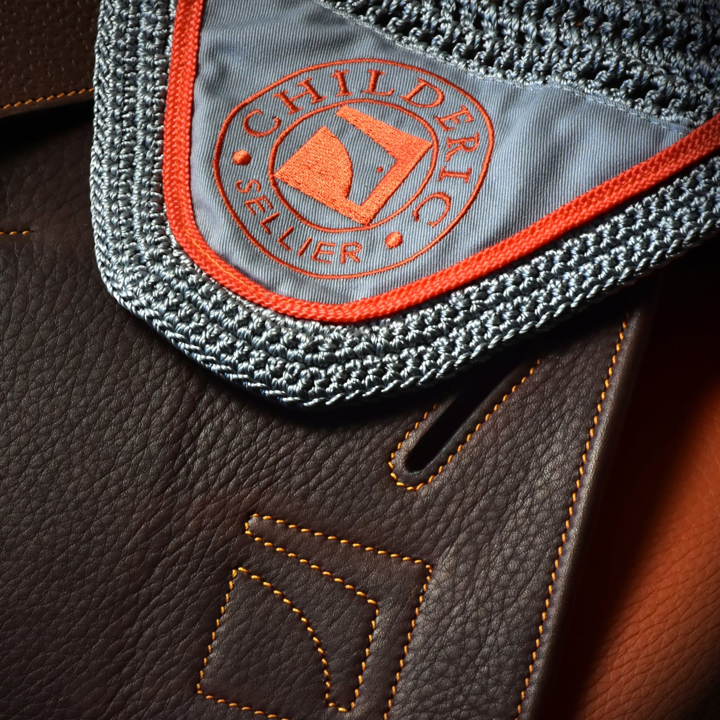 Luc Childeric Ear Bonnet Grey & Orange - Aitken's Saddlery